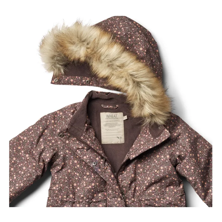 Wheat Parka Fleurie Façon Fourrure Matières Recyclées Mathilde | Aubergine