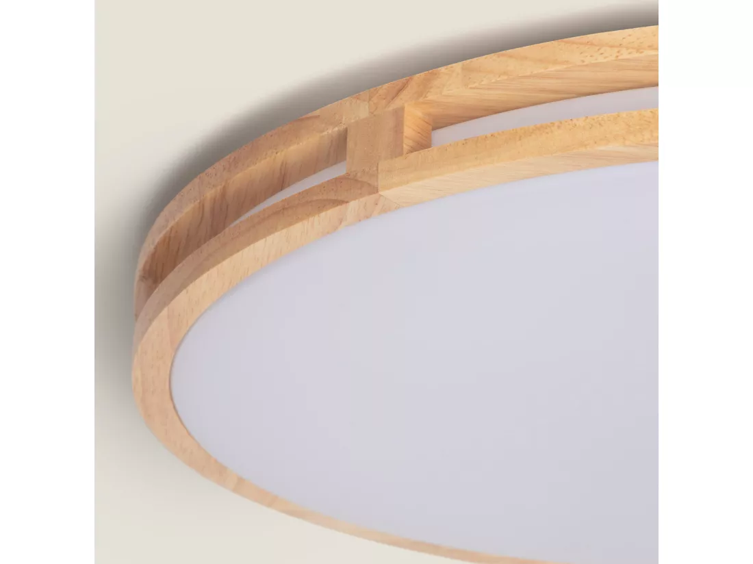 Plafonnier LED Rond Bois 20W CCT Sélectionnable Donati Ø405 mm Bois