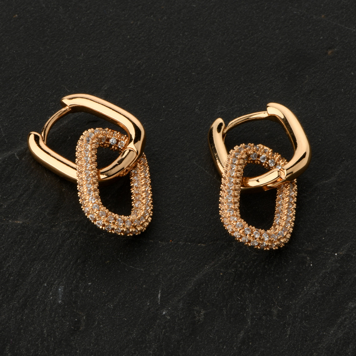 Gina Damen Creolen mit Steinchen gold