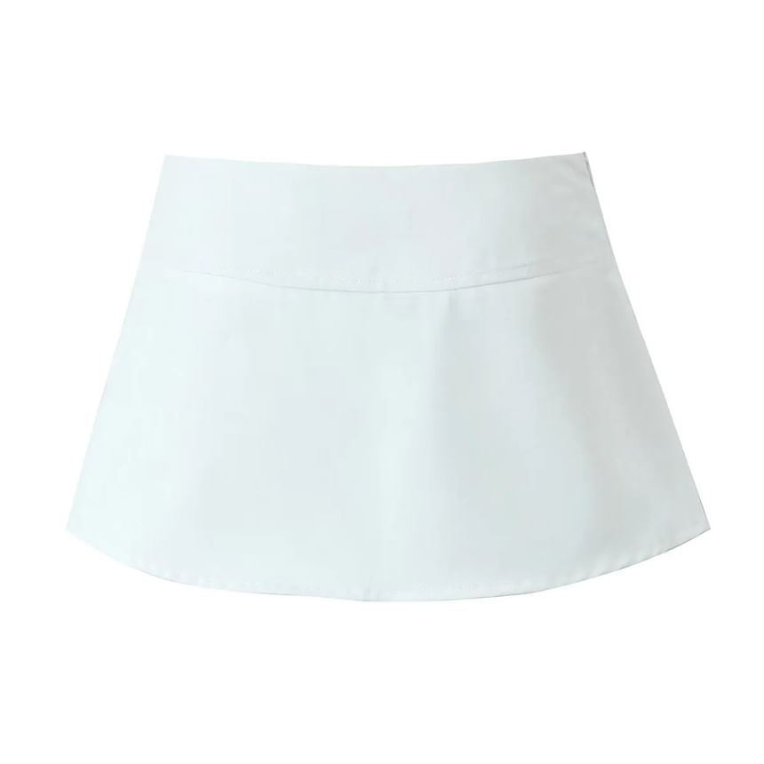 Asiris - Hoge taille strik accent effen mini geplooide rok