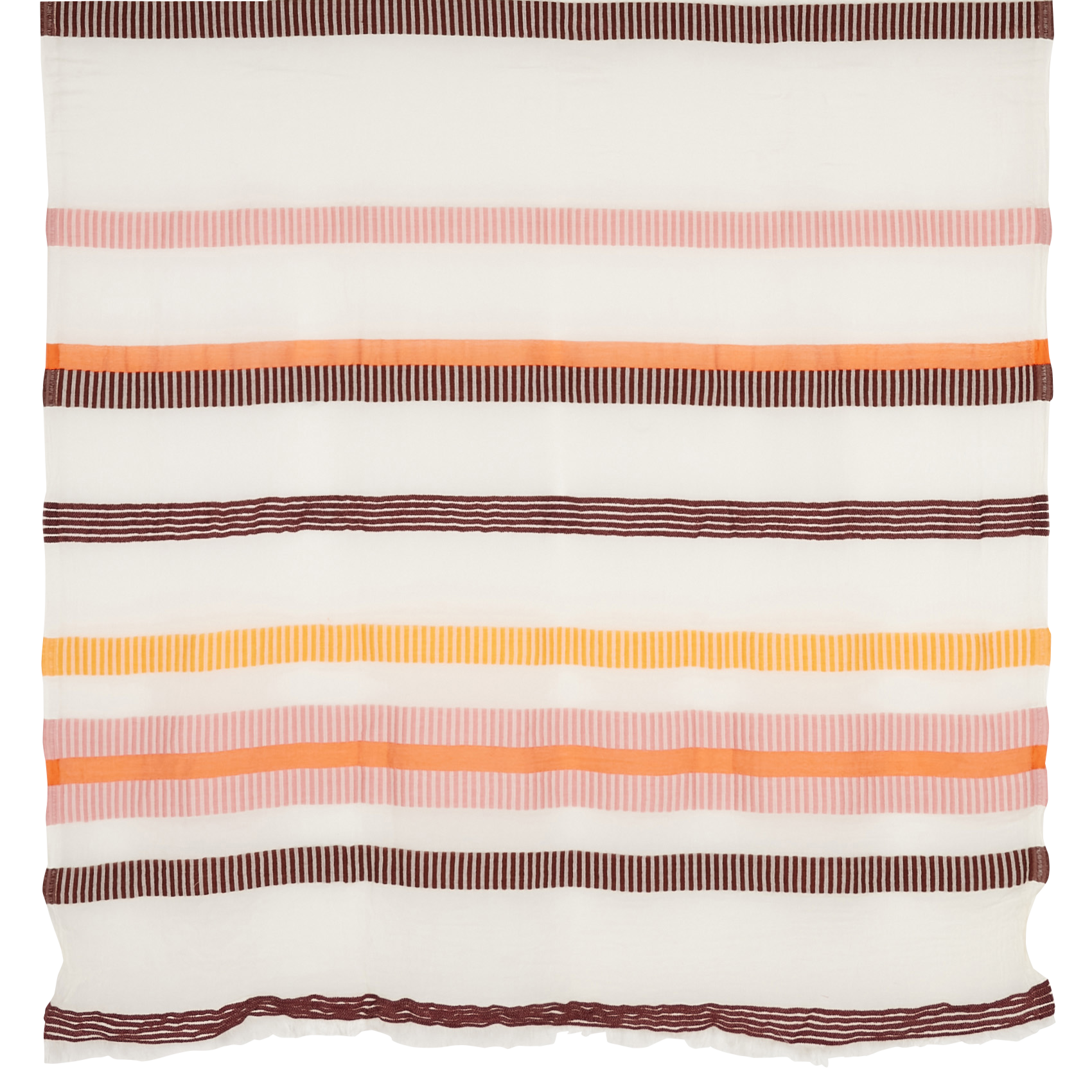 Foulard à rayures en coton mélangé| Orange