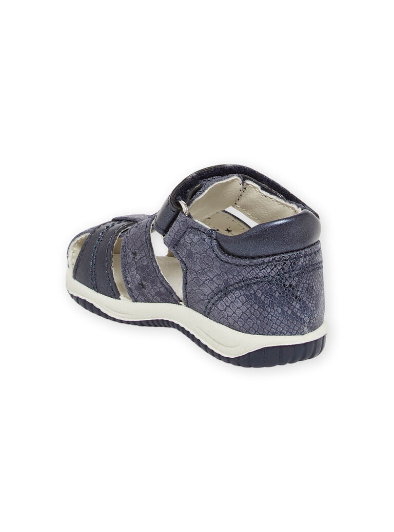 Sandales en cuir bleu marine bébé fille