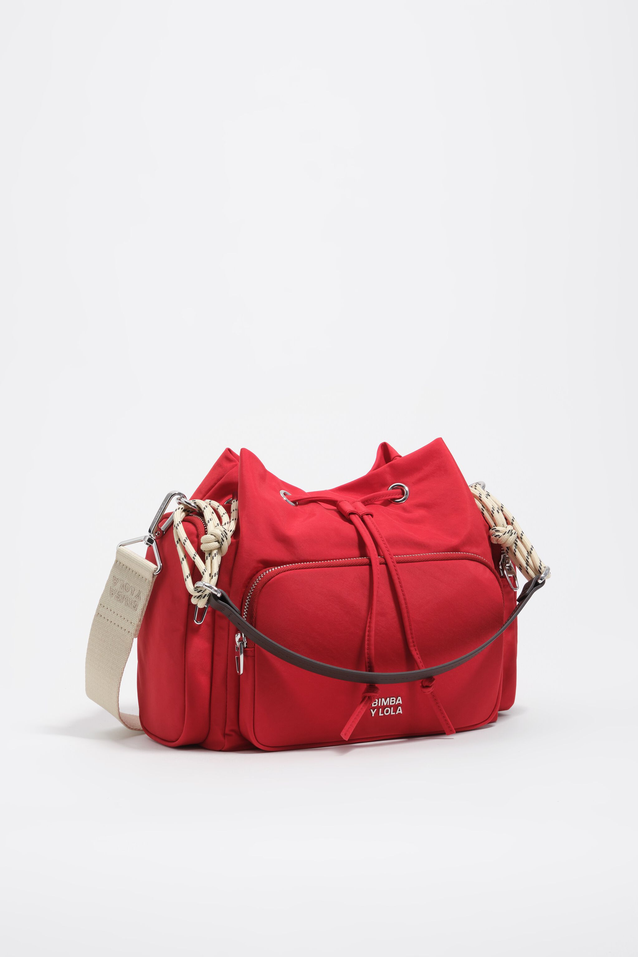Bolsa de bolso média em náilon vermelho
