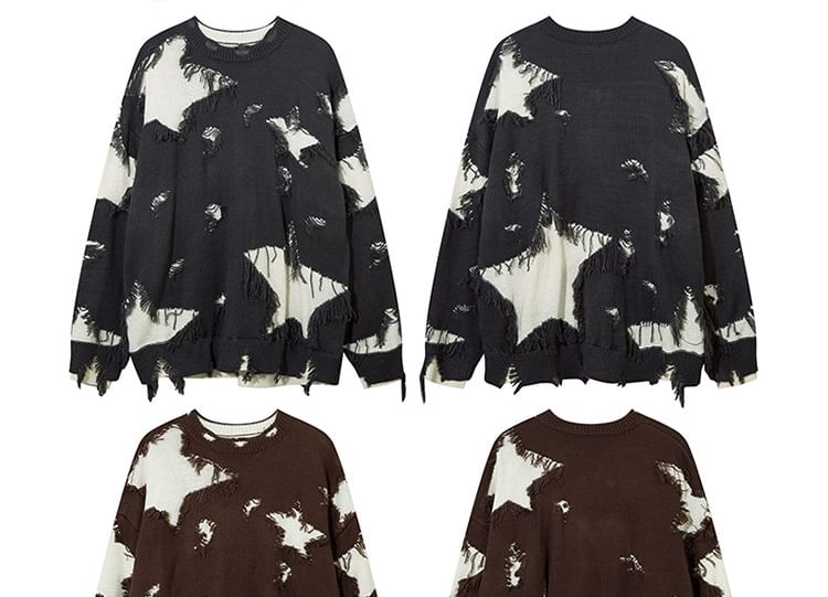 Cowpow - Trui met ronde hals en sterrenpatroon in distressed stijl