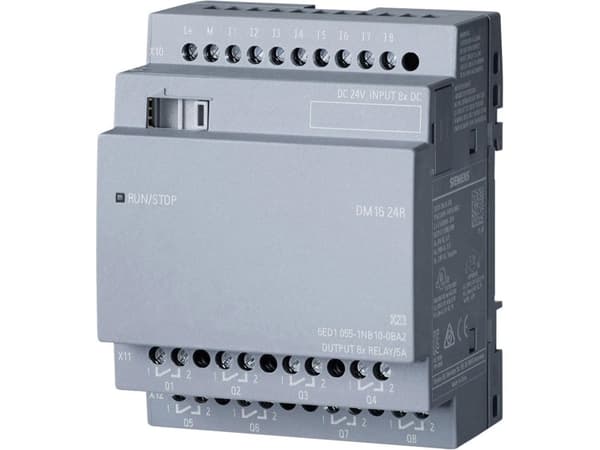 Siemens LOGO! DM16 24R, Digitalt, Inngang/Utgang, 16 kanaler, Relé, 8 kanaler, 8 kanaler