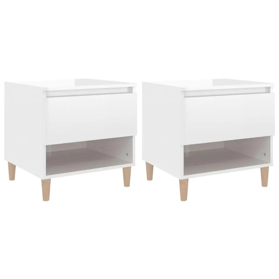 vidaXL - Nachtkastjes met deur en vak - Hoogglans wit - 50x46x50 cm - Set van 2