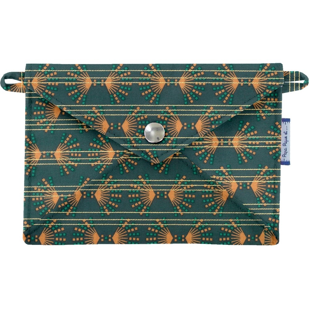 Petite Pochette Enveloppe Eventail Or Vert