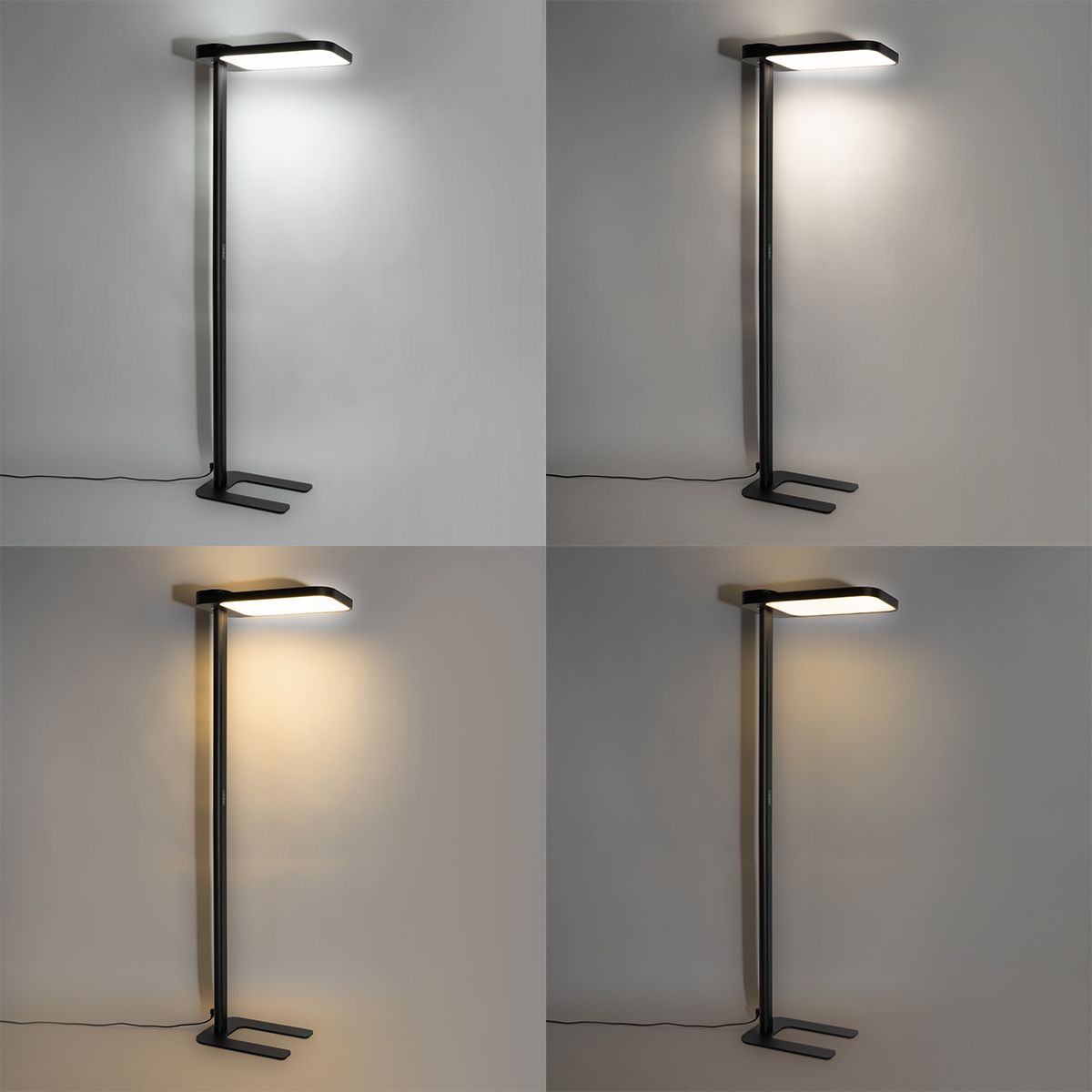 Daglicht vloerlamp zwart vierkant incl. LED en dimmer - Guzo