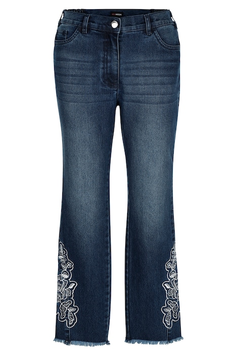 7/8-Jeans, Slim Fit, Saum-Stickerei, 5-Pocket