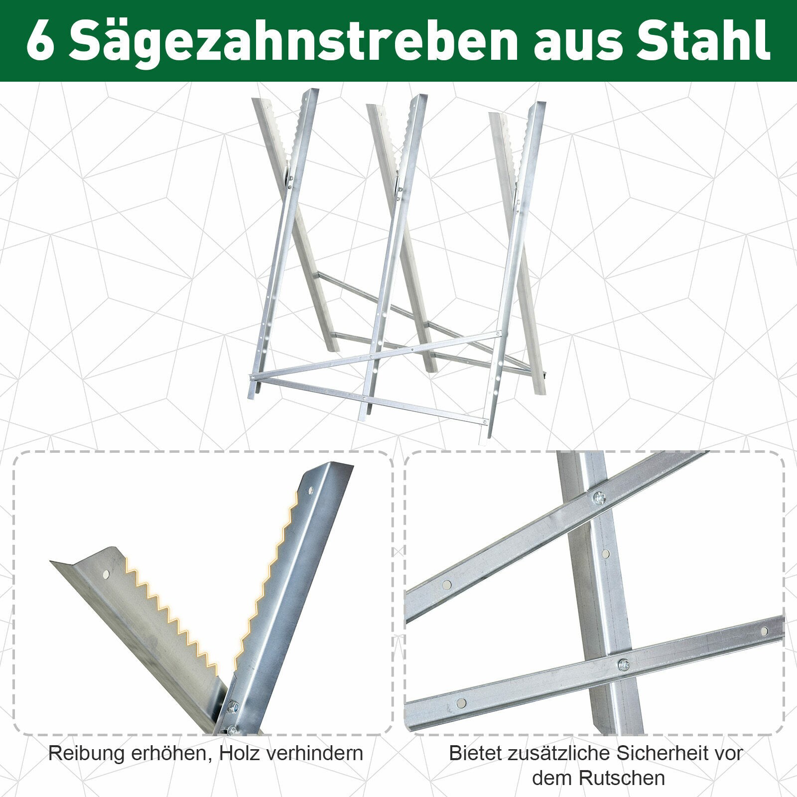 DURHAND Kettensägenbock zusammenklappbar silber 83 x 83 x 79 cm (BxTxH)