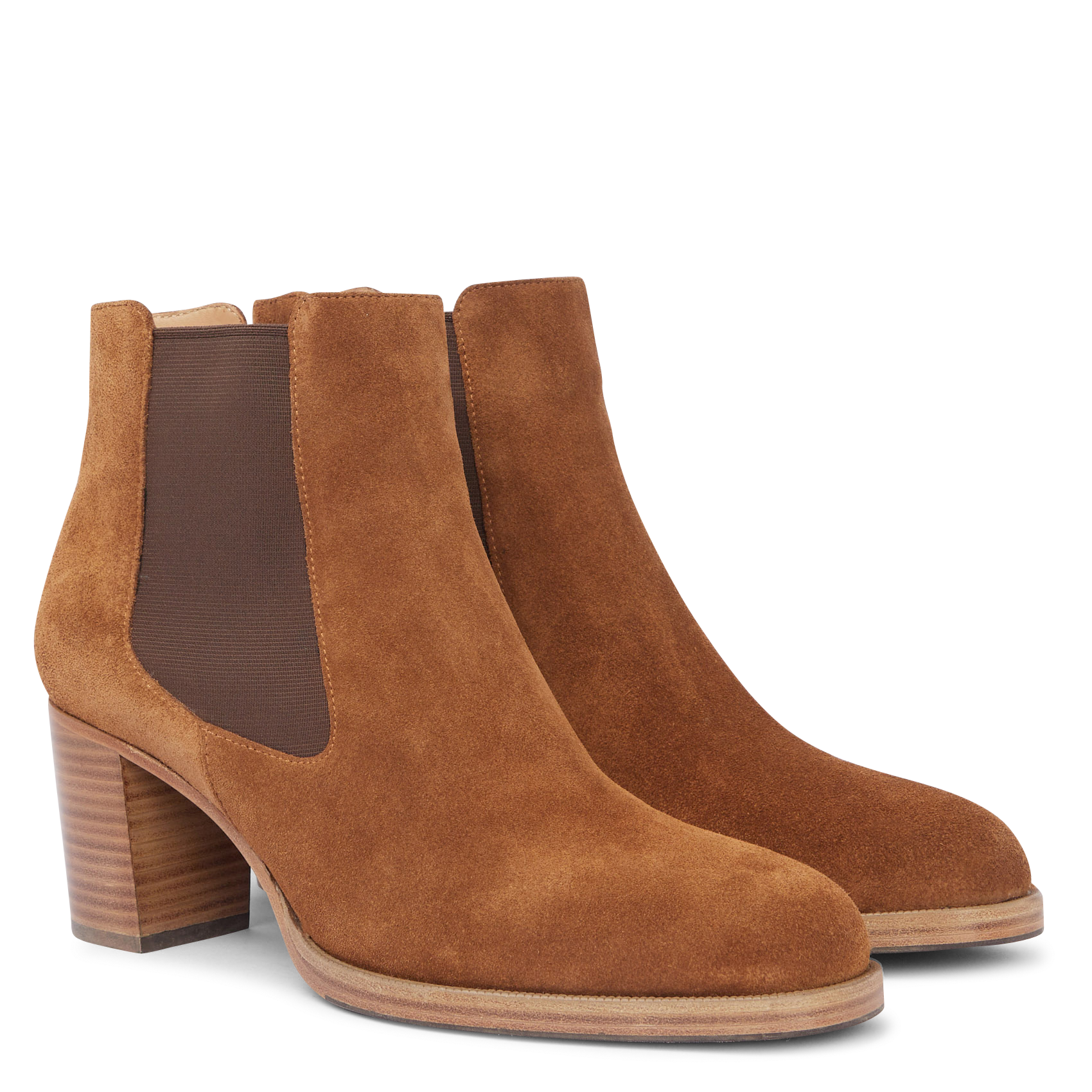 MONA 70 - Bottines à talons en cuir velours| Marron