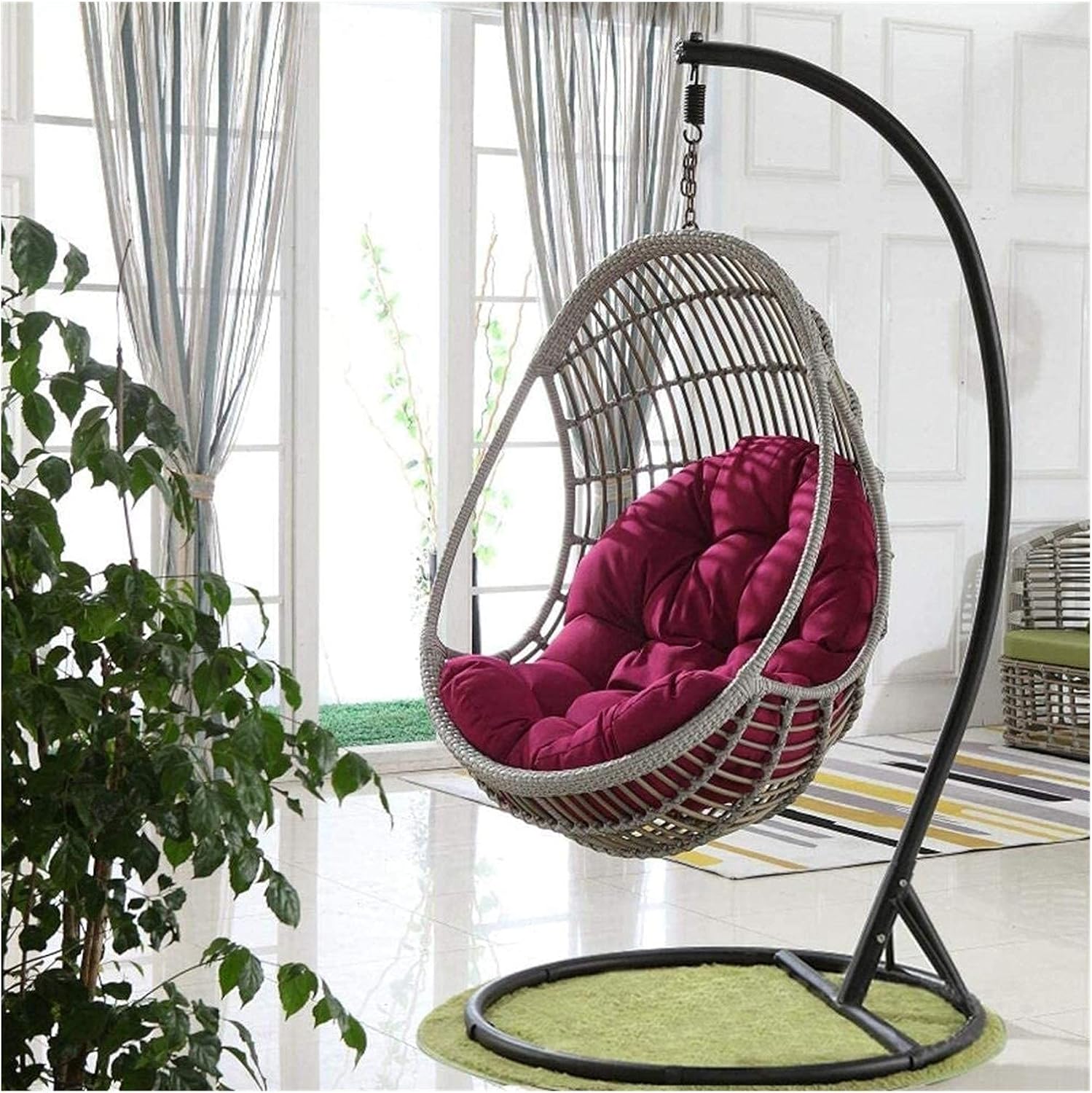 Gartenmöbel Schaukelstuhl Kissen Hängeei Sitzkissen Wasserdicht Verdicken Nest Hängesessel für Terrasse Garten (Color : A)