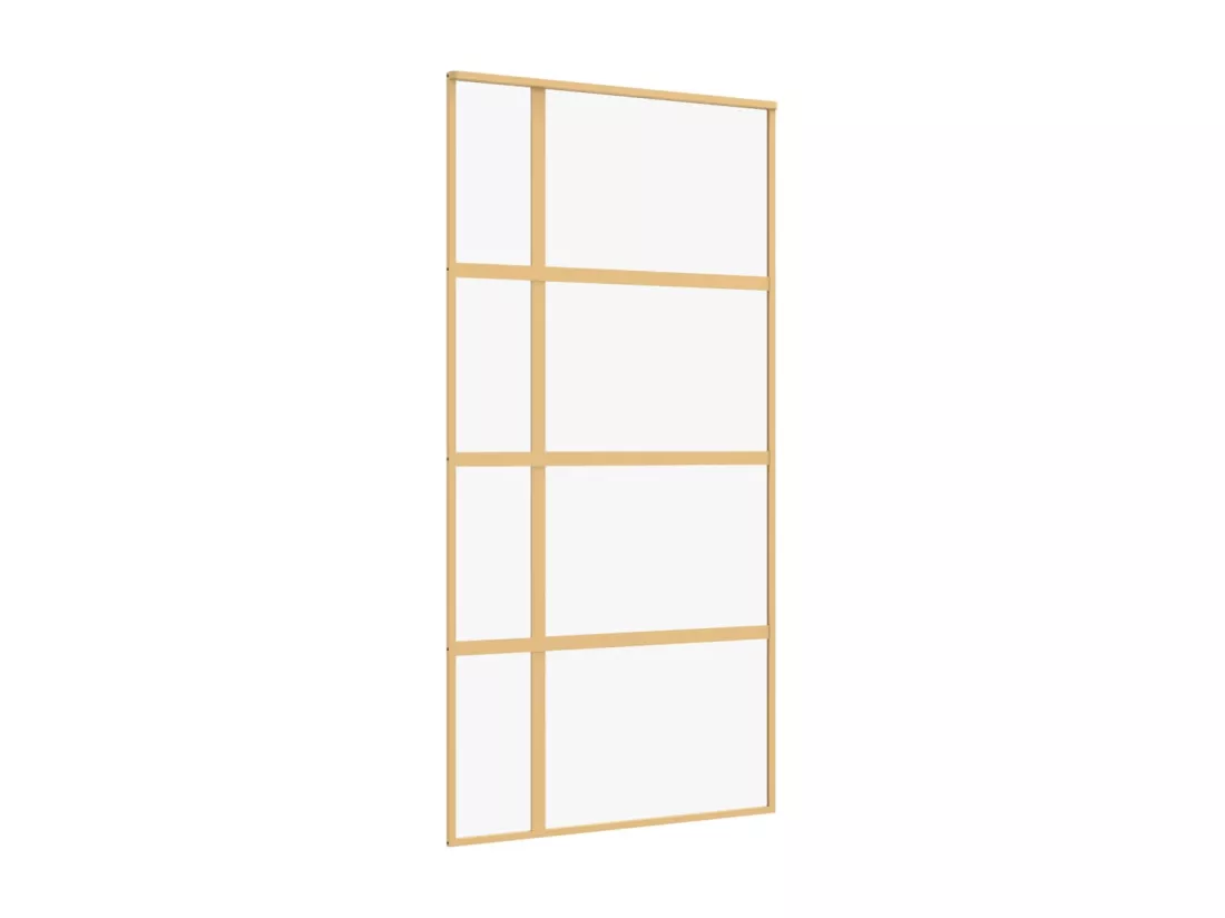 Porte coulissante doré 102,5x205cm verre ESG clair et aluminium