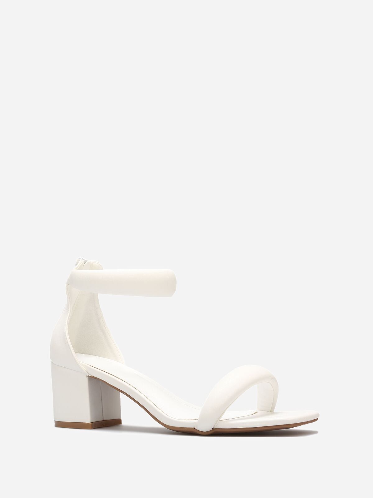 Sandales à brides matelassées et zip- Blanc