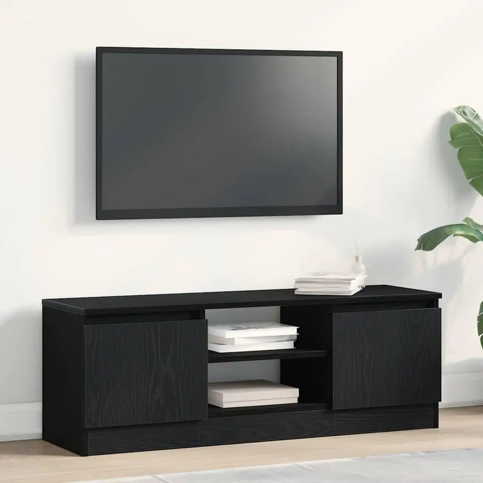 vidaXL - TV-meubel met legplank en 2 deuren - Zwart eiken - 102x30x36 cm