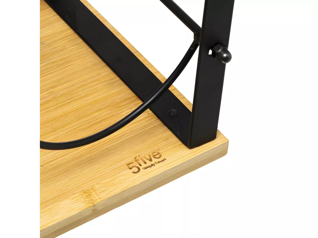 Rack à bouteilles en métal noir et bambou coloris naturel - Longueur 25,5 x Profondeur 17 x Hauteur 38 cm