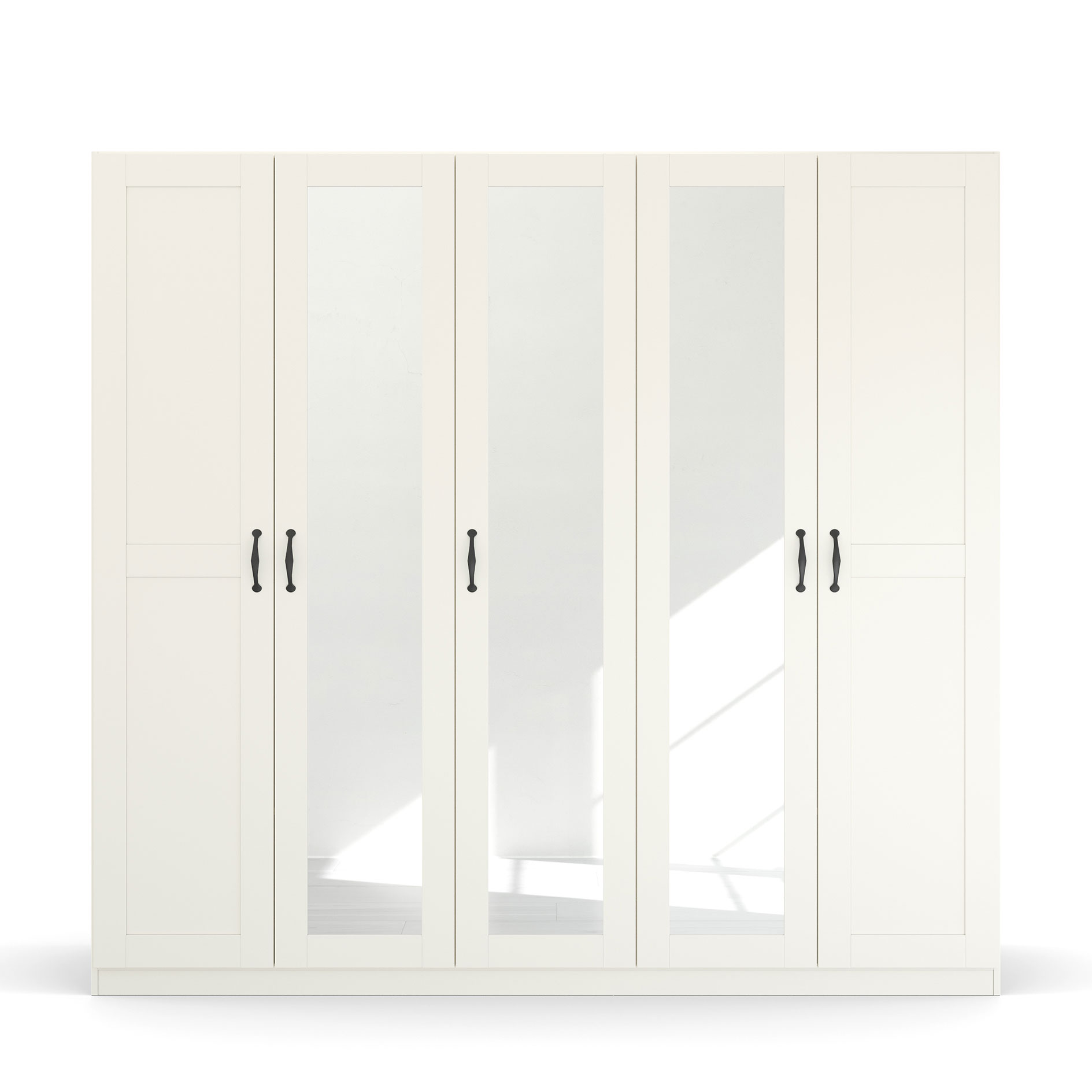 Drehtürenschrank - alpinweiß - 3 Spiegeltüren - 226 cm