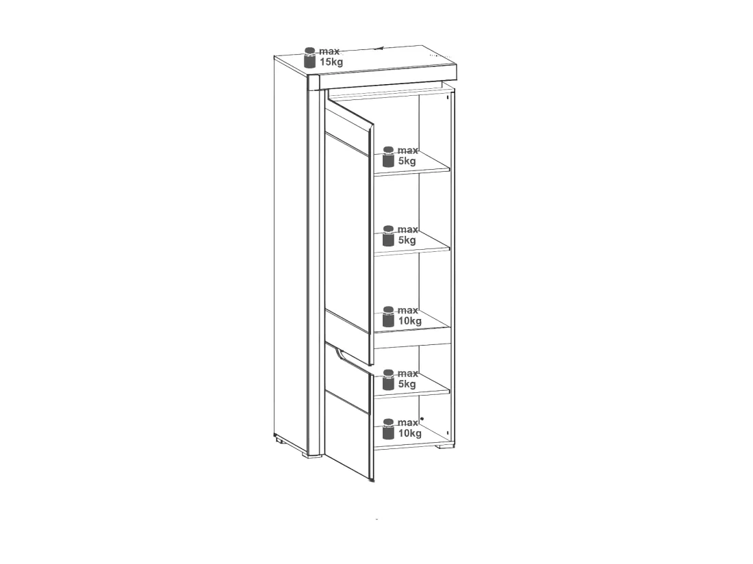 Armoire 2 portes Blanc/Chêne à LED - KIELE - L 60 x l 39 x H 195.5 cm