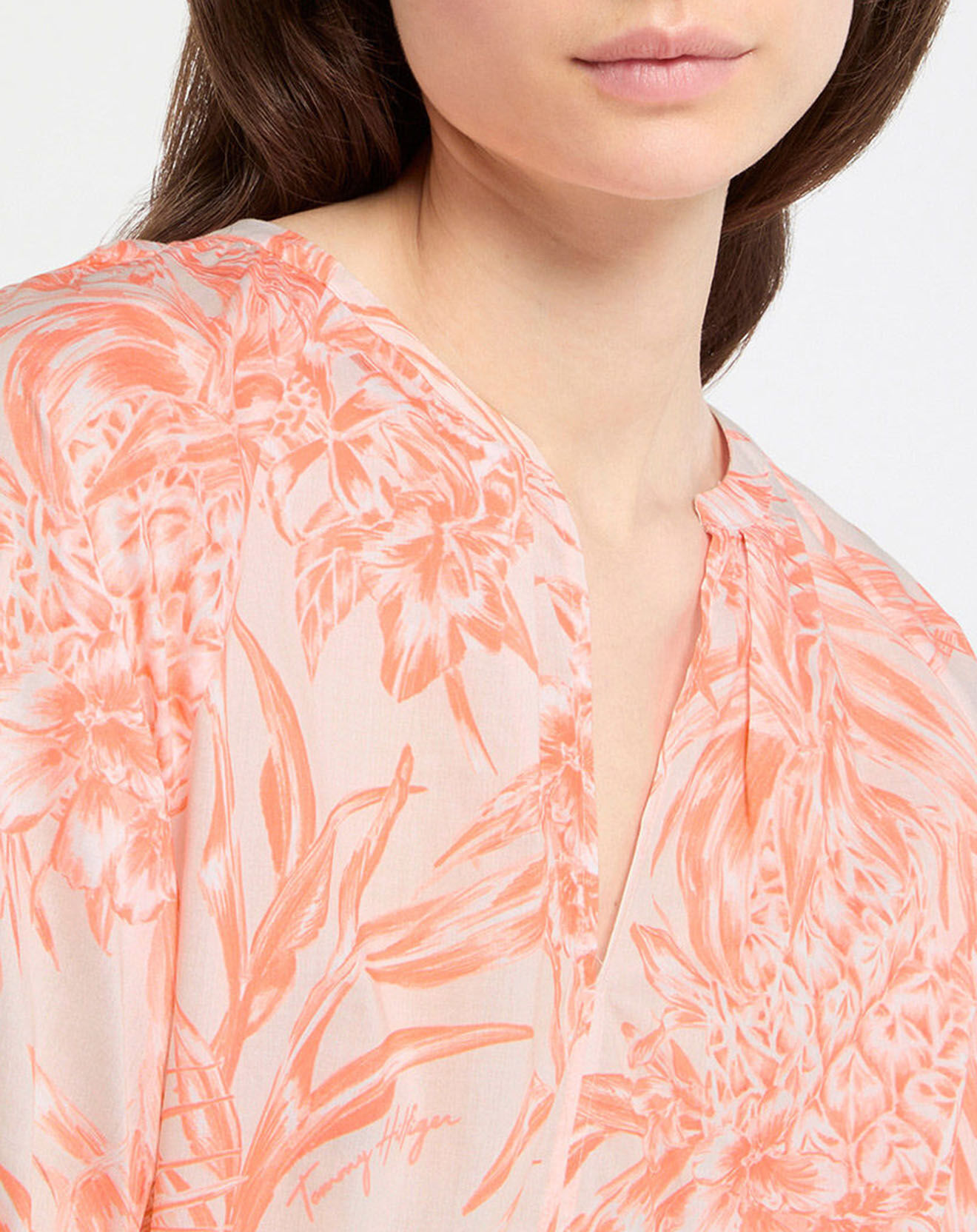 Tommy Hilfiger Blouse Henley imprimée orange