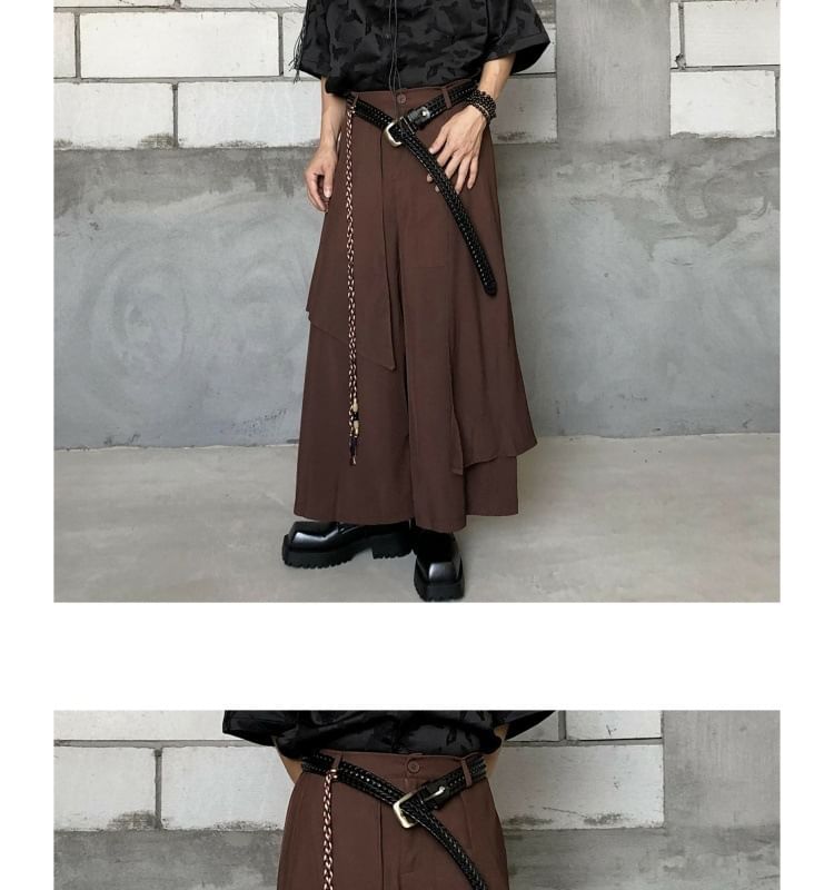 Cowpow - Hoge taille gelaagde effen wijde broek
