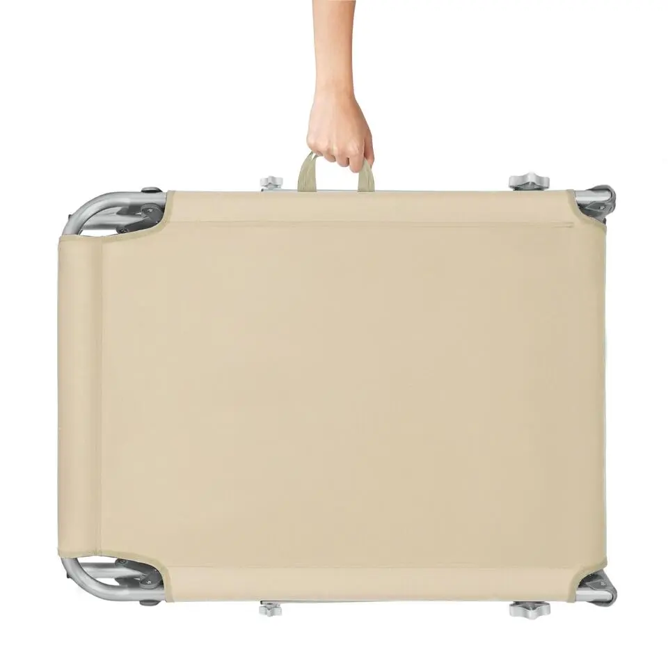 tectake Ligbed Chloé 4-niveaus, hoofdkussen en tas, Beige