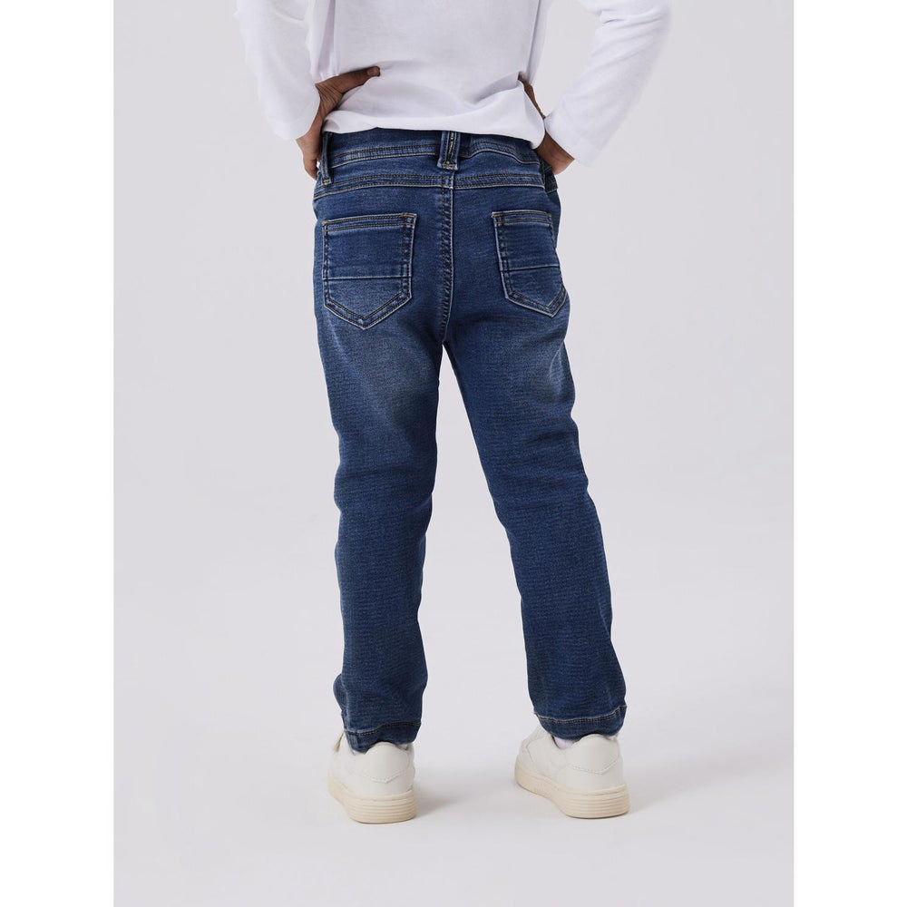 Køb Name It Dark Blue Denim Silas Slim Sweat Jeans Noos