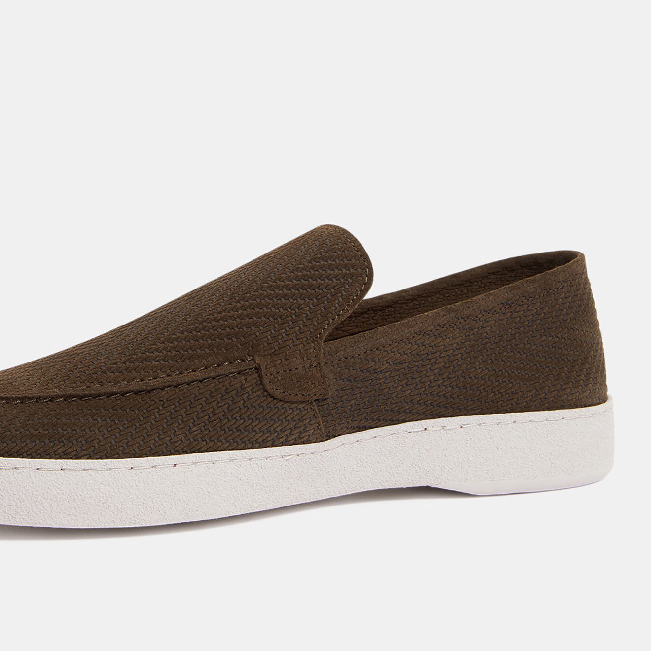 Comptoir GL Mocassins en Velours de Cuir embossés vert kaki