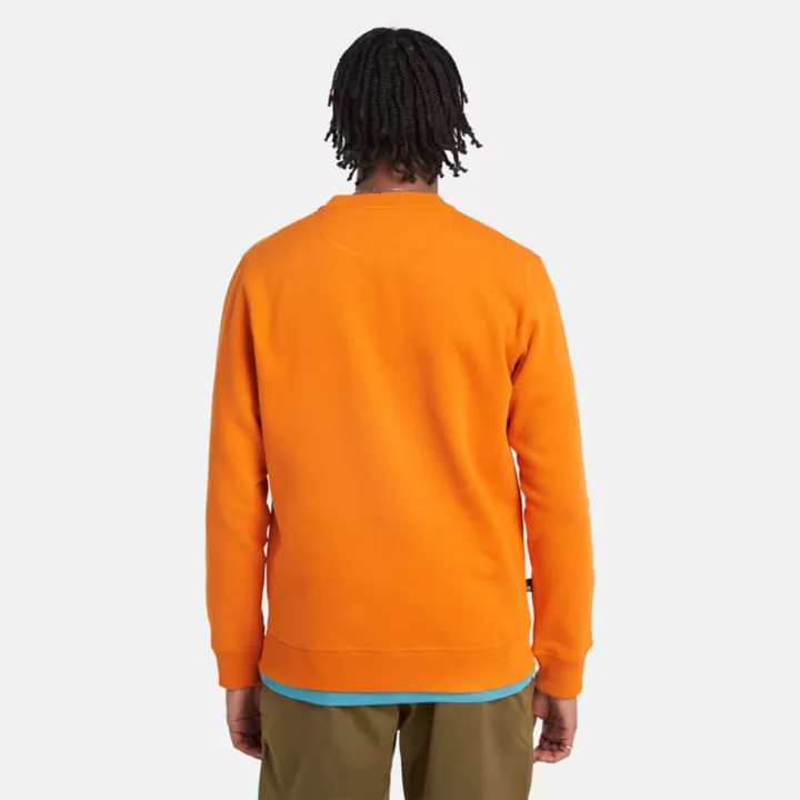 Moletom masculino laranja com gola redonda e logo 