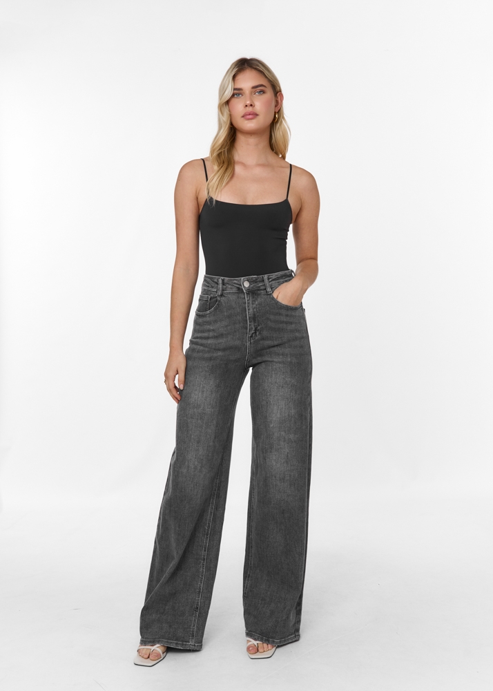 Wide leg stretch jeans grijs