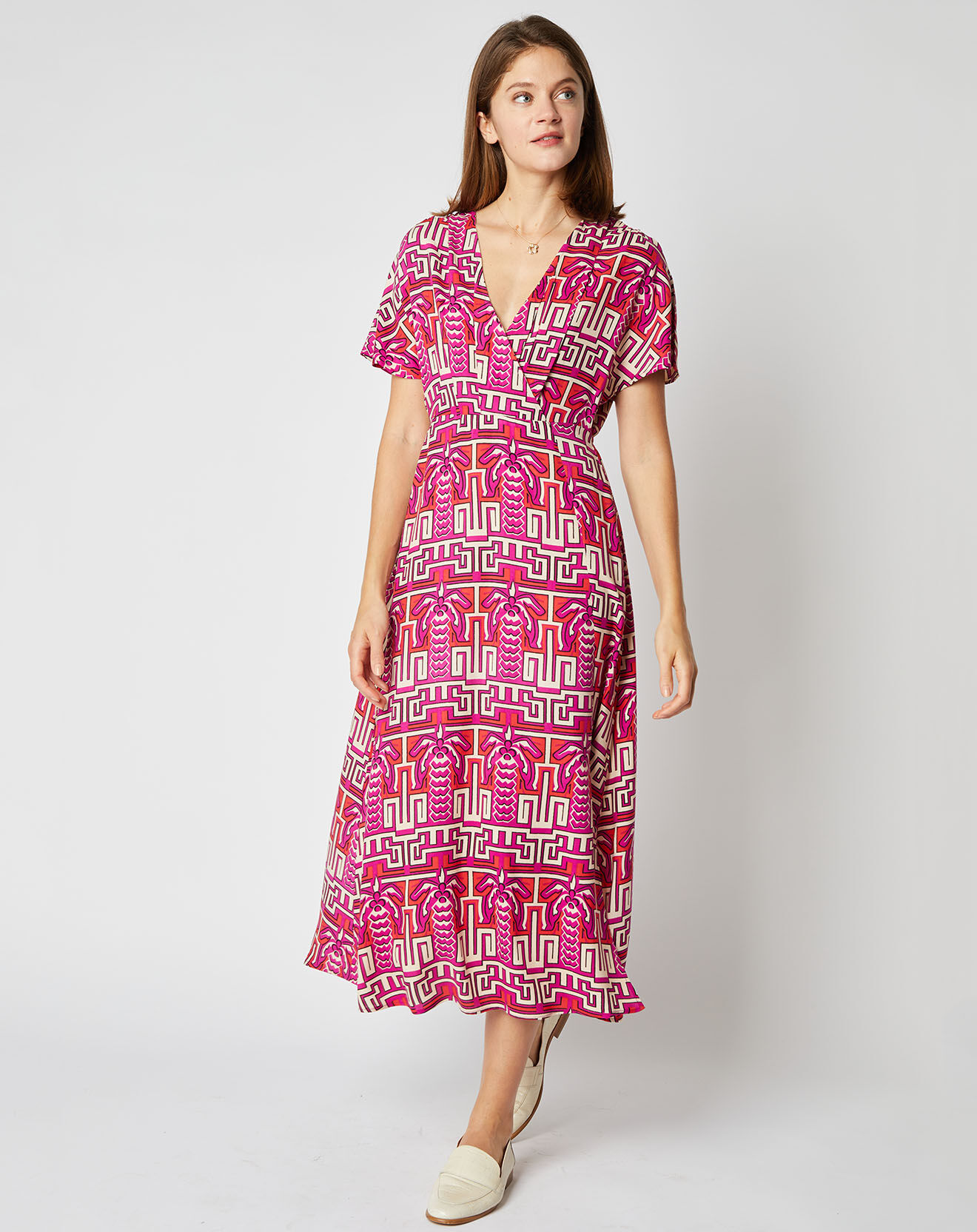 An'ge Robe mi-longue Camille cache-cœur framboise/rouge