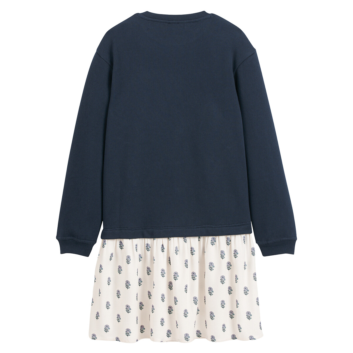 COLEÇÕES LA REDOUTE<br>Vestido de manga comprida em 2 materiais: fleece e sarja