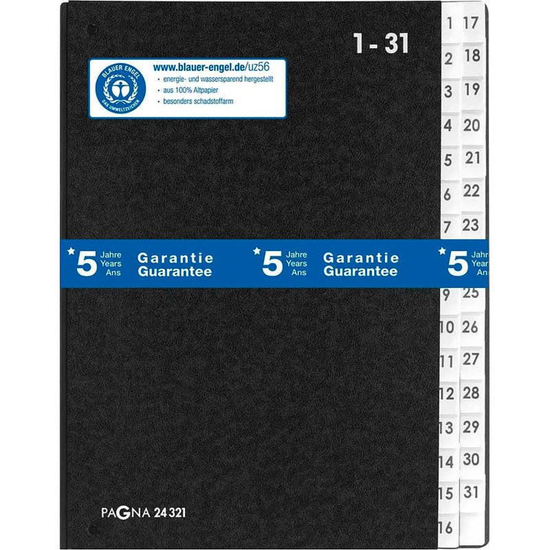 Trieur rigide numérique, à soufflet, 32 divisions Pagna, noir