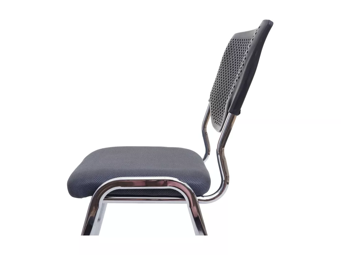 Chaise visiteur H401 Empilable (lot de 4), siége gris foncé, pieds chromés