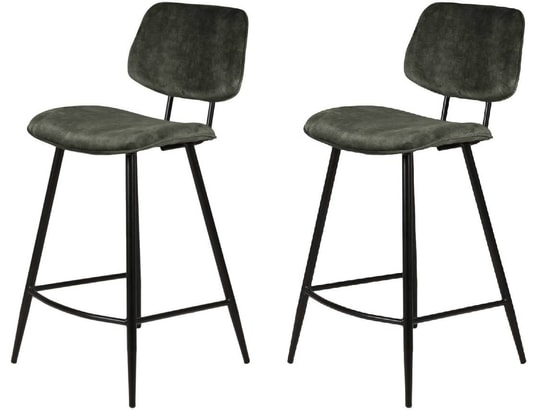 PRO LIVING - Tabouret de bar Lot de 2 T. Lizzy vert sapin velours (plan)