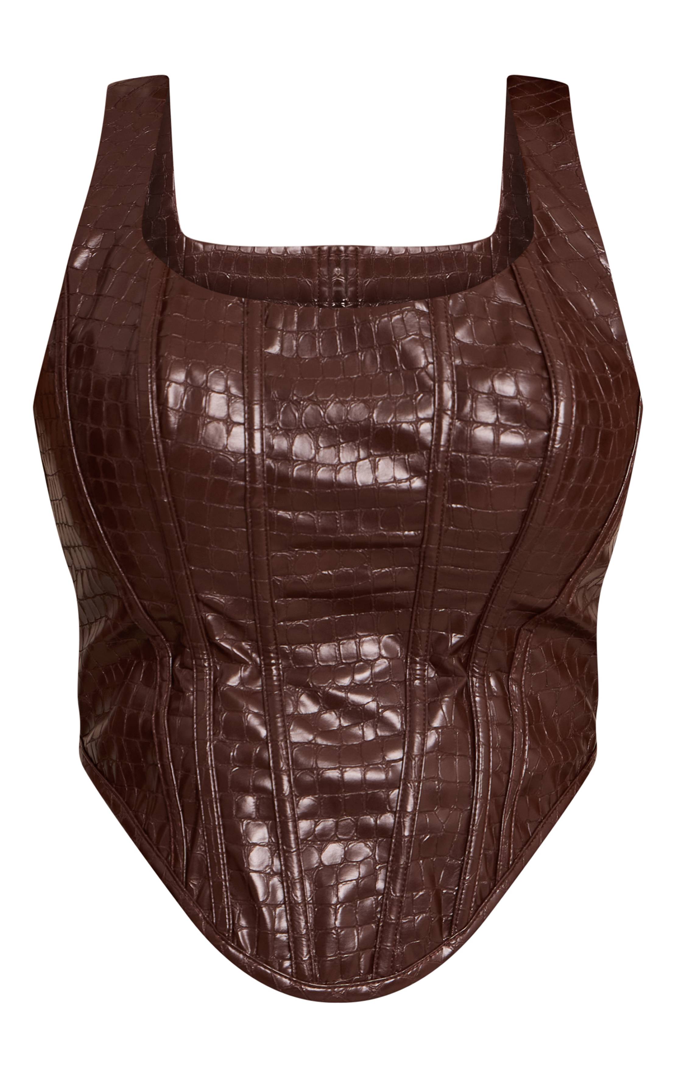 Marron Corset En Synthétiquecuir Effet Croco Shape
