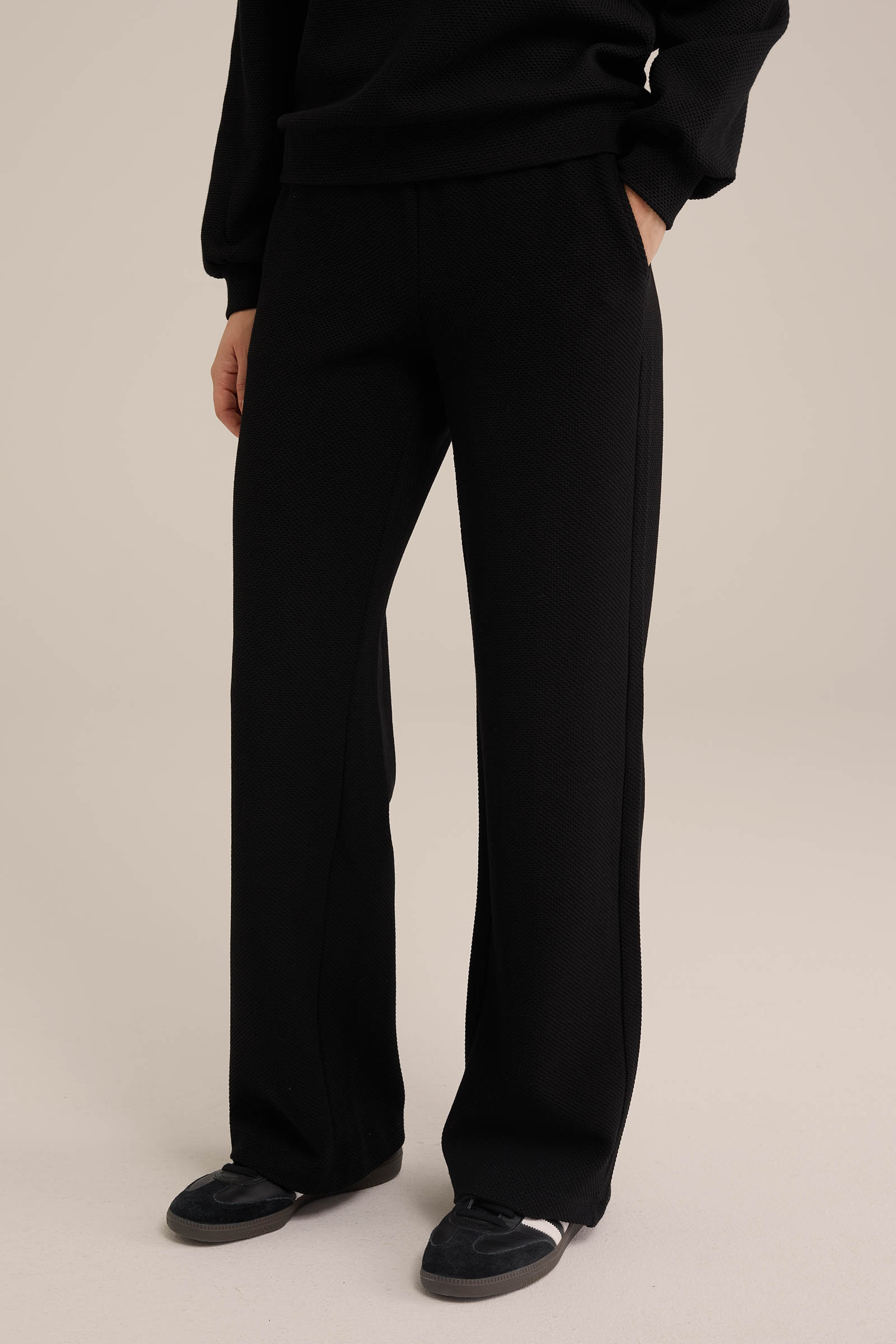 sweatpants met structuur WE Fashion Zwart