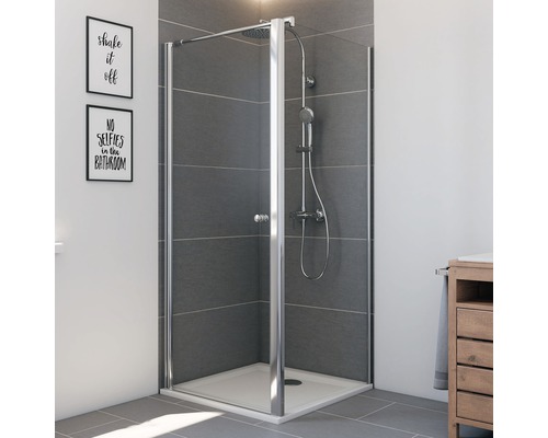 Zijpaneel voor Breuer Elana 6 75 cm draaideur, helder glas, zilveren profielkleur