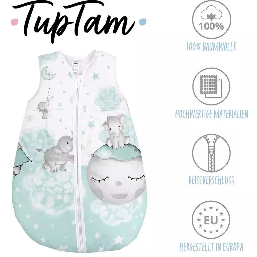 TupTam Baby Ganzjahres Schlafsack Ärmellos Wattiert hellgrün