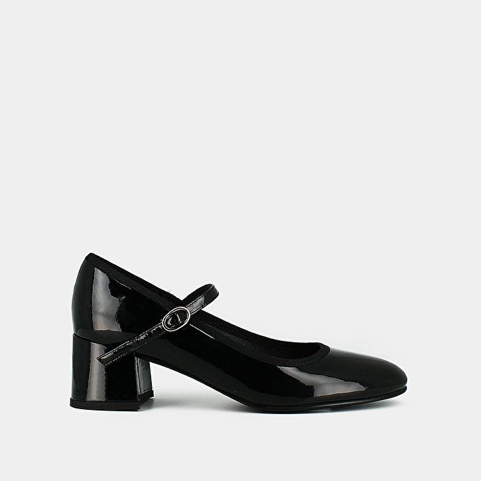 Babies à talons  en cuir verni noir