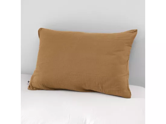OUREA - Taie d'Oreiller 50x70cm Gaze de Coton Camel