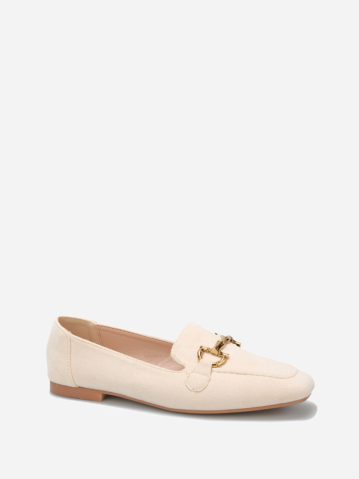 Mocassins en suédine à bride- Beige