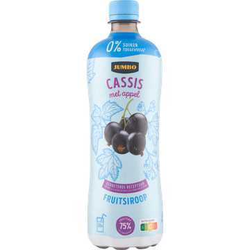 Jumbo Fruitsiroop Cassis met Appel 0% Suiker Toegevoegd 750ML