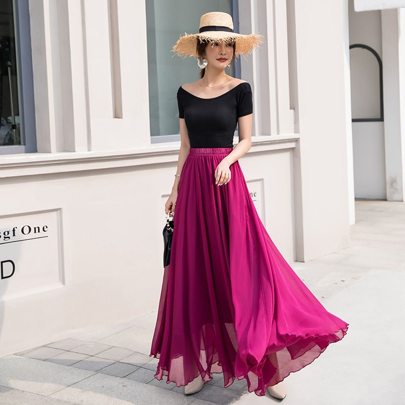 Lewwe - Maxi A-lijn chiffon rok