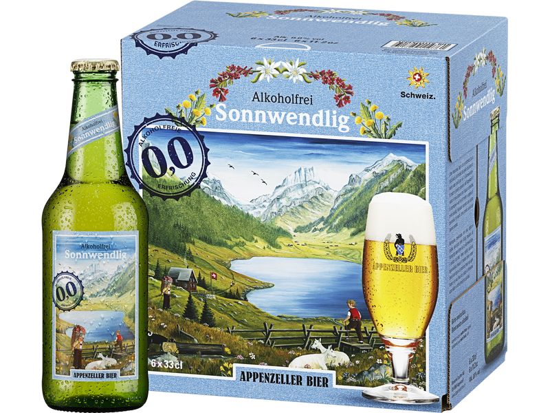 Appenzeller Bier Bier Sonnwendlig alkoholfrei 6 x 0.33 l Vollmundiges Bier ohne Alkohol