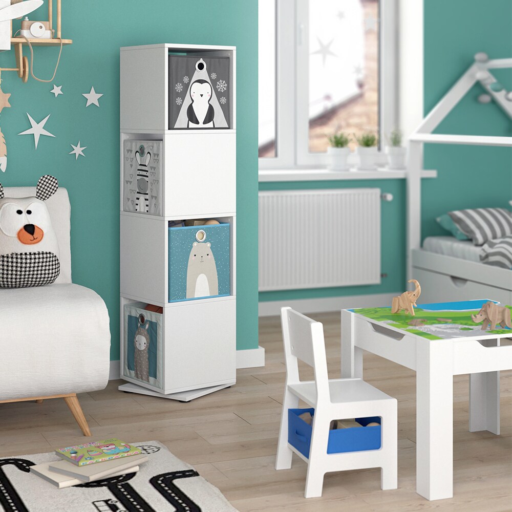 Vicco Drehregal Ordnerregal Standregal Weiß Bücherregal Büro Kinder-Faltboxen