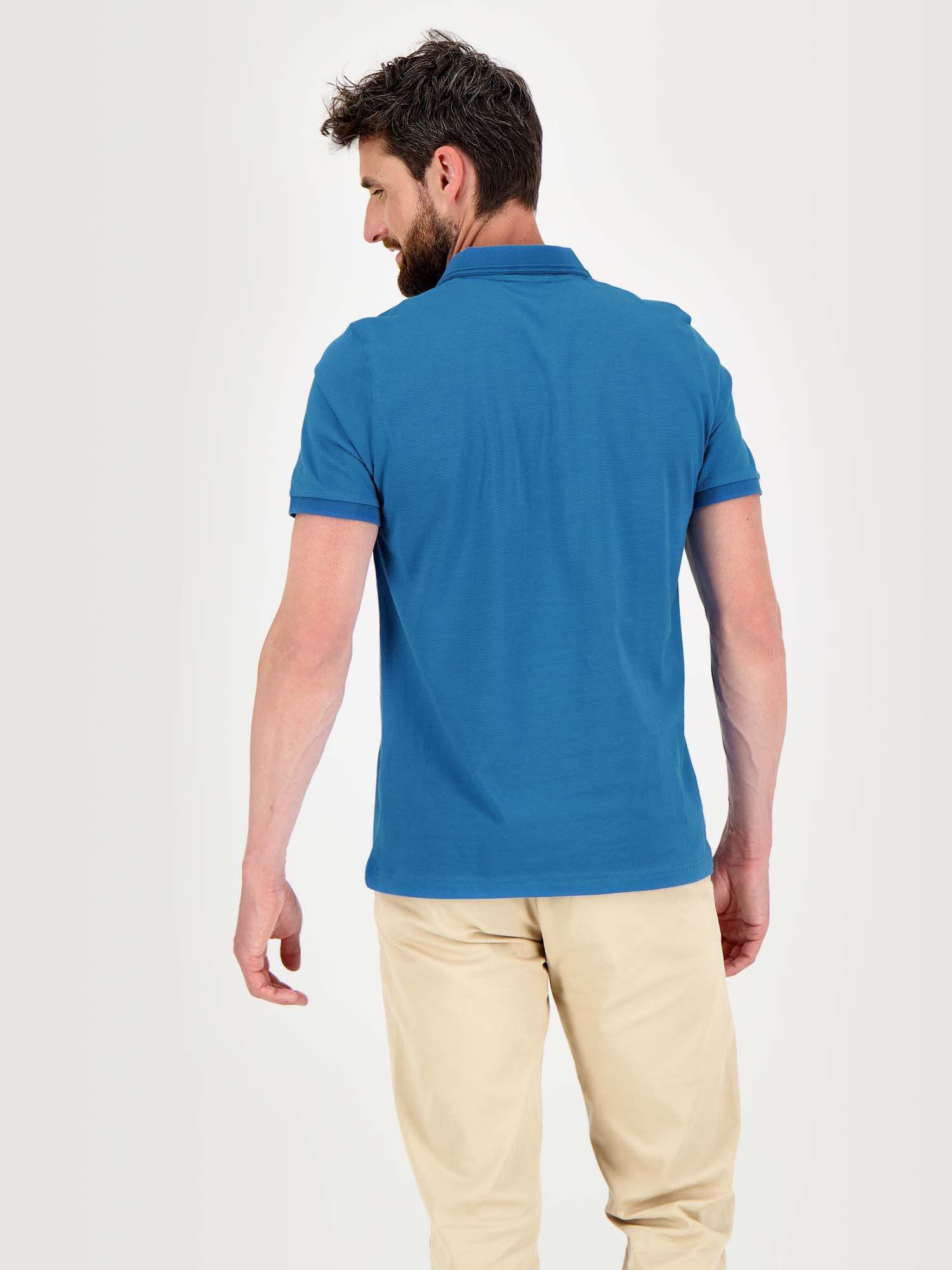 Polo Homme Manches Courtes Jersey Coton Bleu