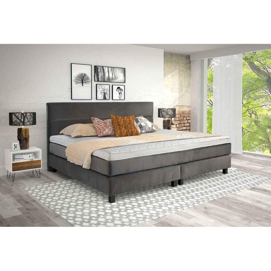 Sigmund Boxspring Bed with Mattress and Luxury Topper Mercury Row Matt