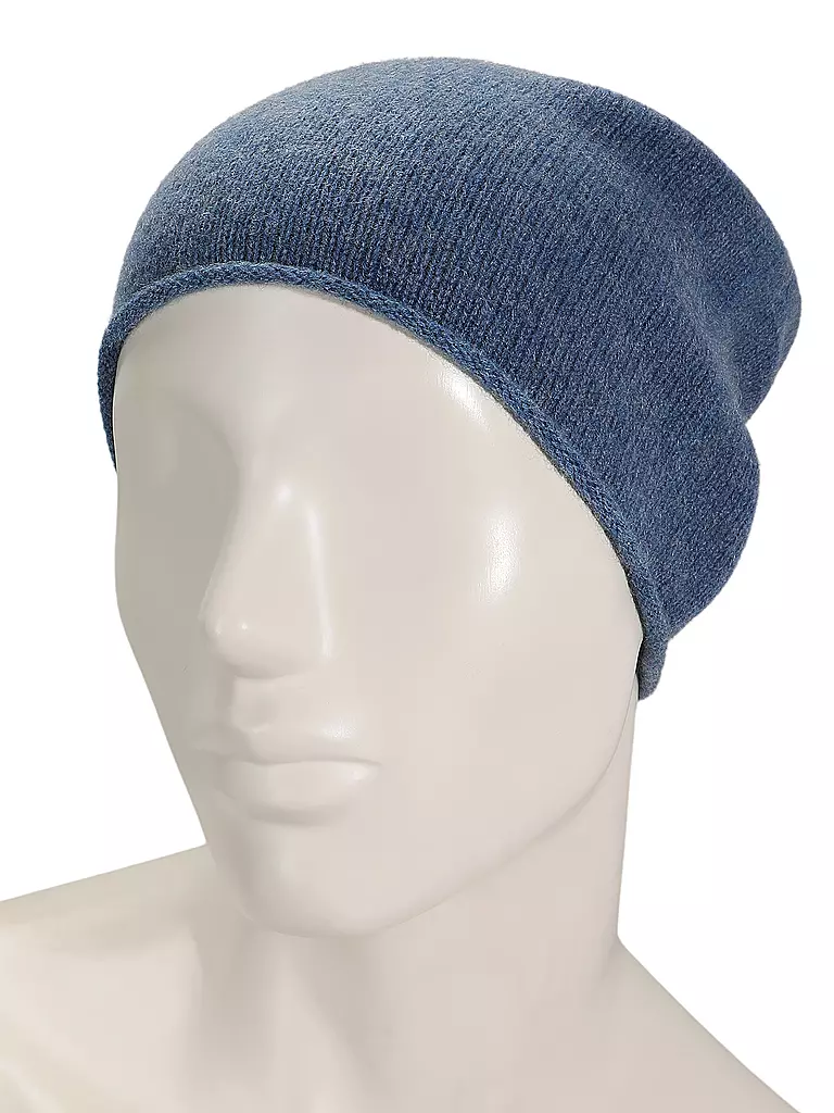 SEEBERGER Kaschmir Mütze - Haube blau