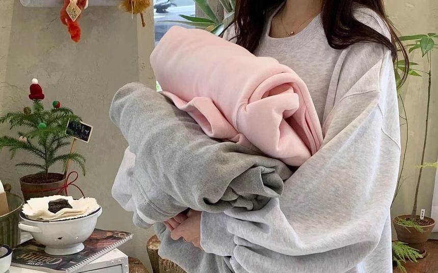 Coris - Lange mouwen ronde hals effen maxi sweatshirtjurk