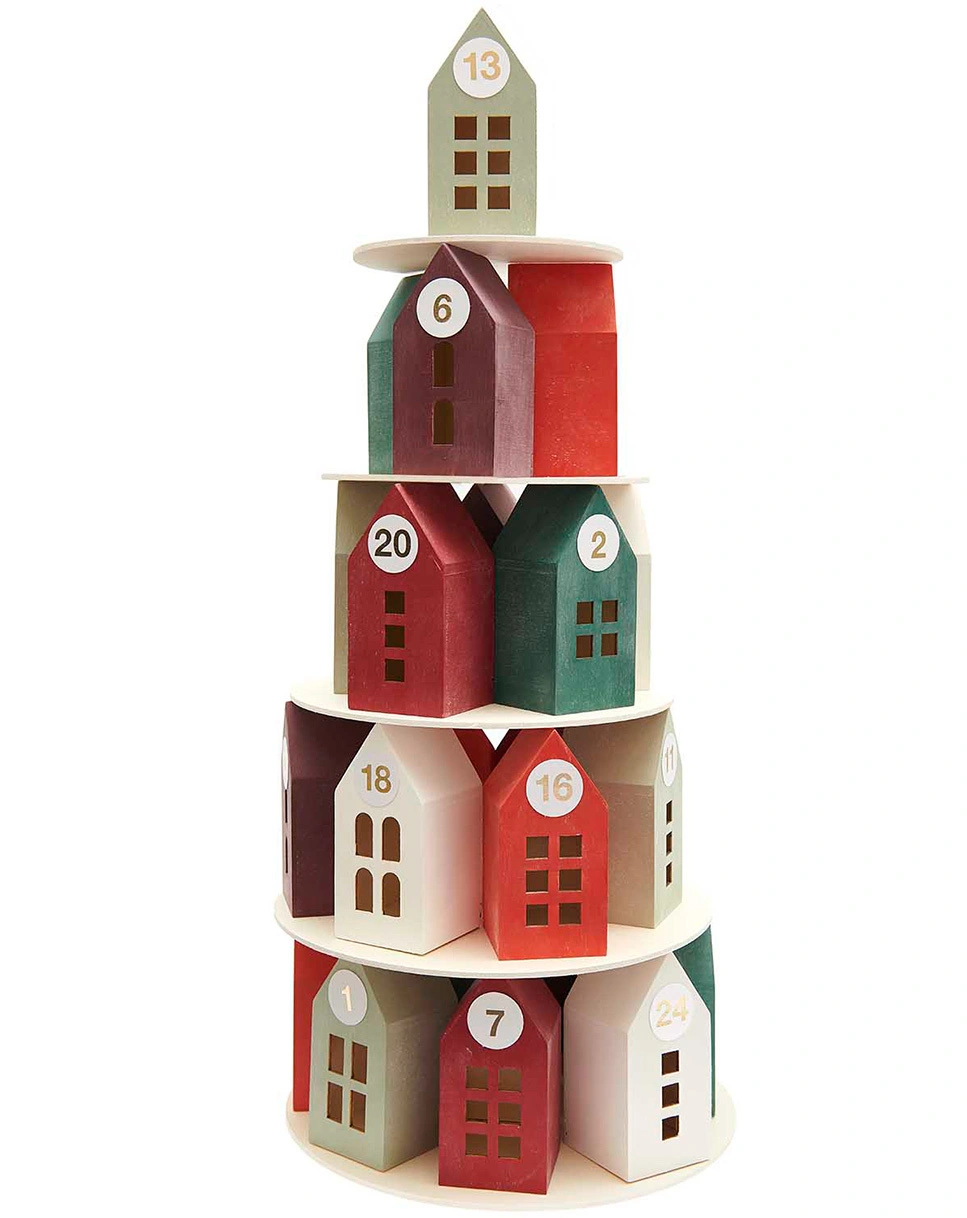 Adventskalender HOLZ-HAUS-PYRAMIDE 29-teilig